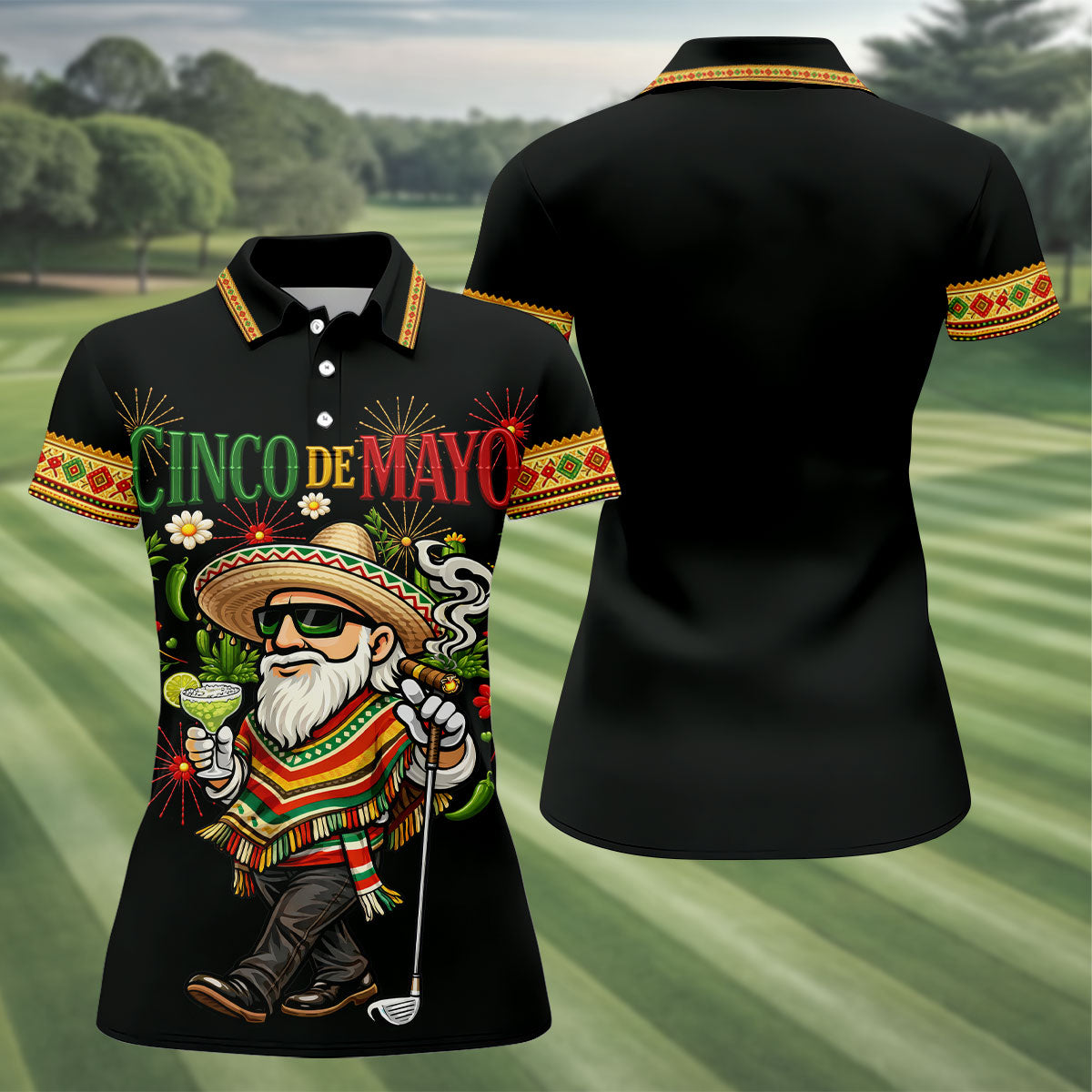 Margarita Man Cinco De Mayo Celebration Black Golf Shirt, Fiesta Theme Golf Shirt For Women