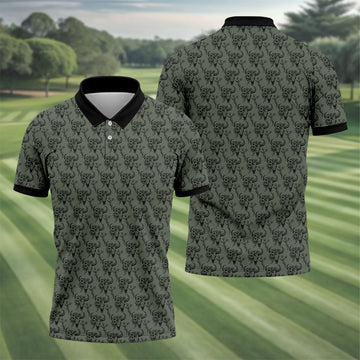 Cow Skull With Flowers Western Theme Forest Green Golf Tops For Men, Polo Shirts For Men, Golf Shirts For Men