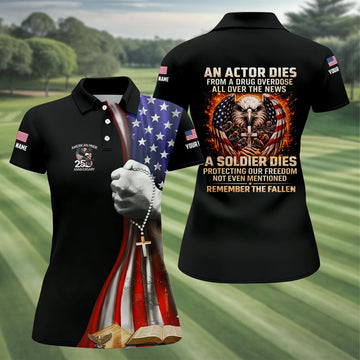 Remember The Fallen Veteran Memorial Patriotic 4th Of July Golf Shirt, 250th Anniversary Golf Shirt For Women