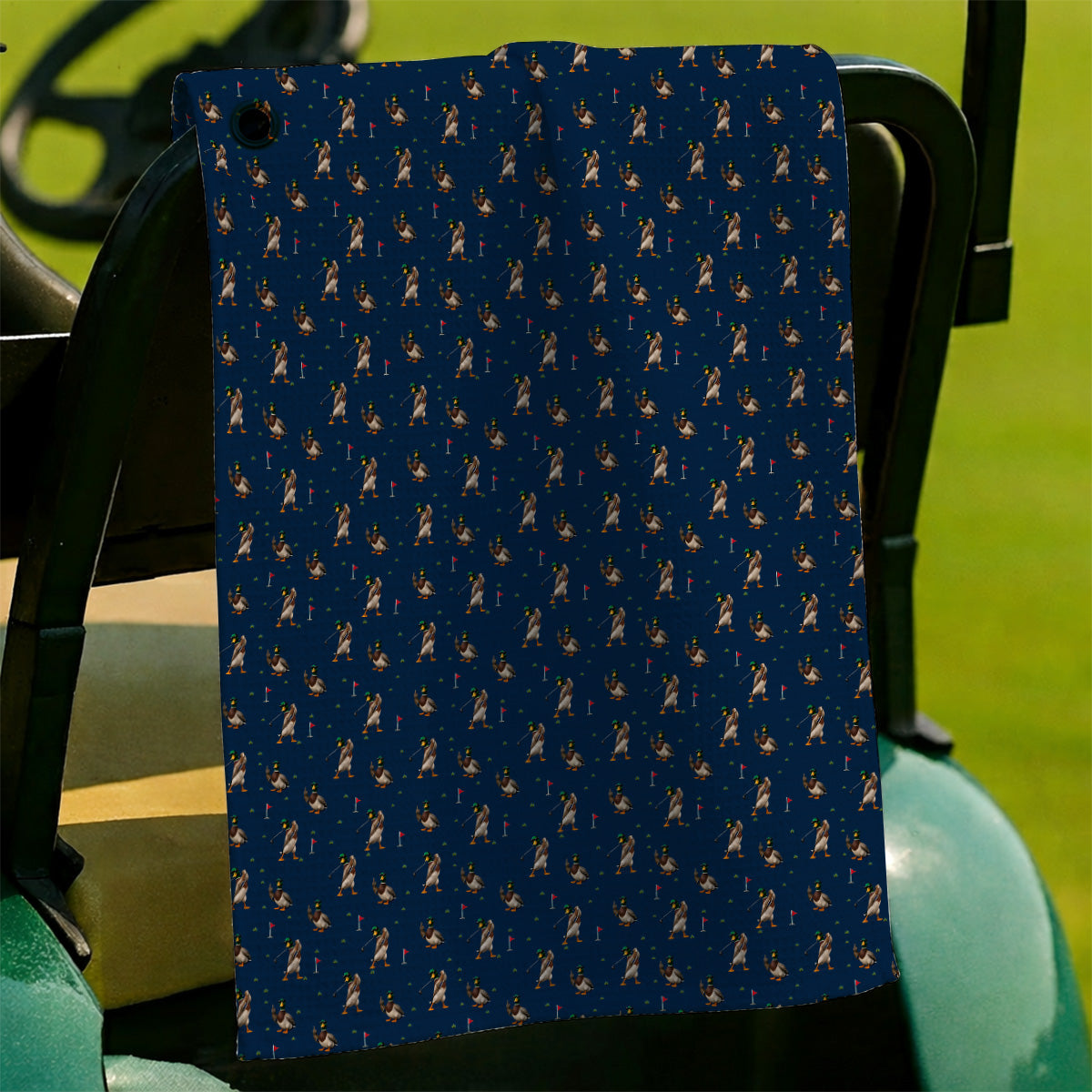 Funny Mallard Duck Golf Towel, Waterfowl Golf Pattern Towels, Gift For Duck Hunting & Golf Lovers