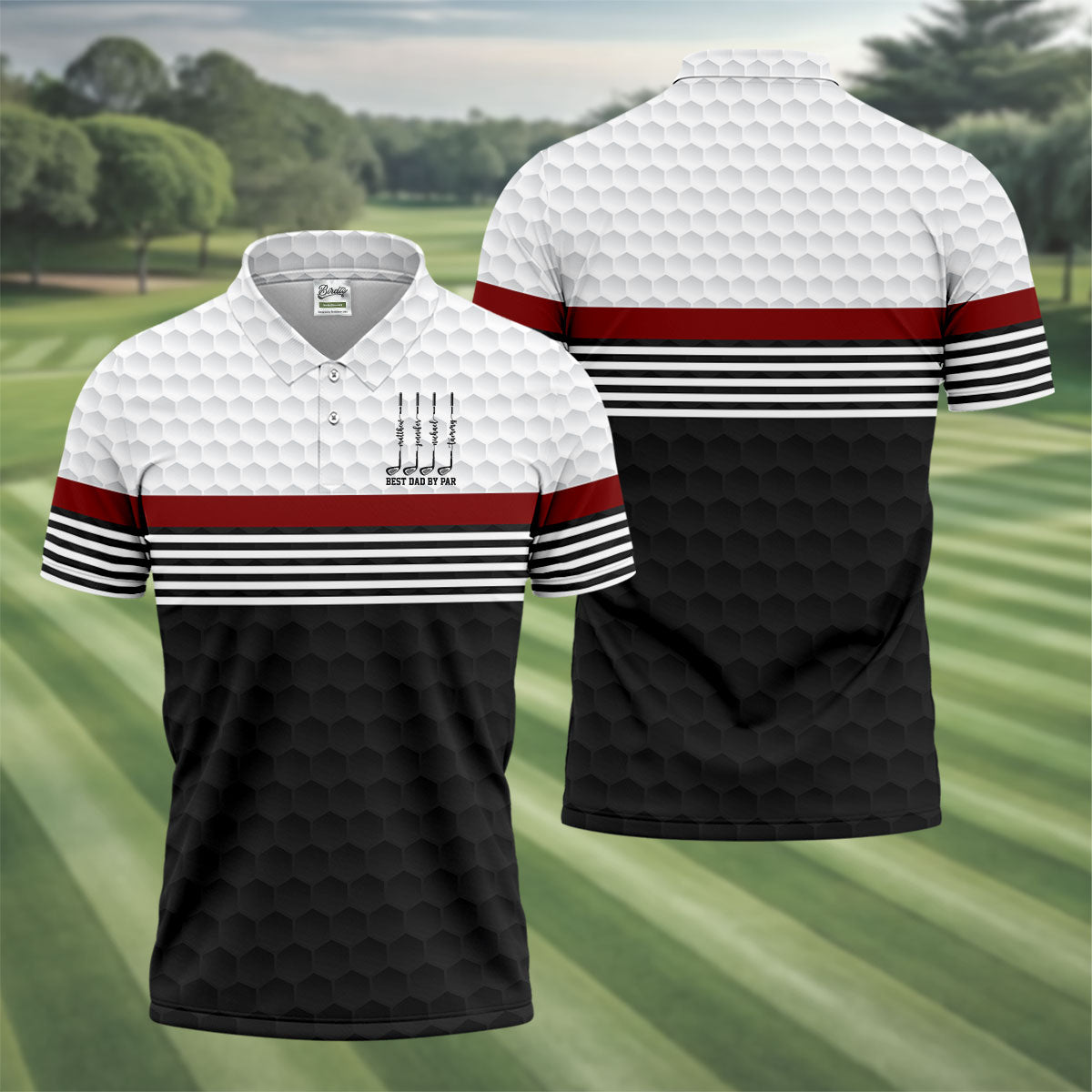 Best Dad By Par Golf Ball Pattern Father's Day Golf Shirt, Golf Gift For Dad, Polo Shirts For Men