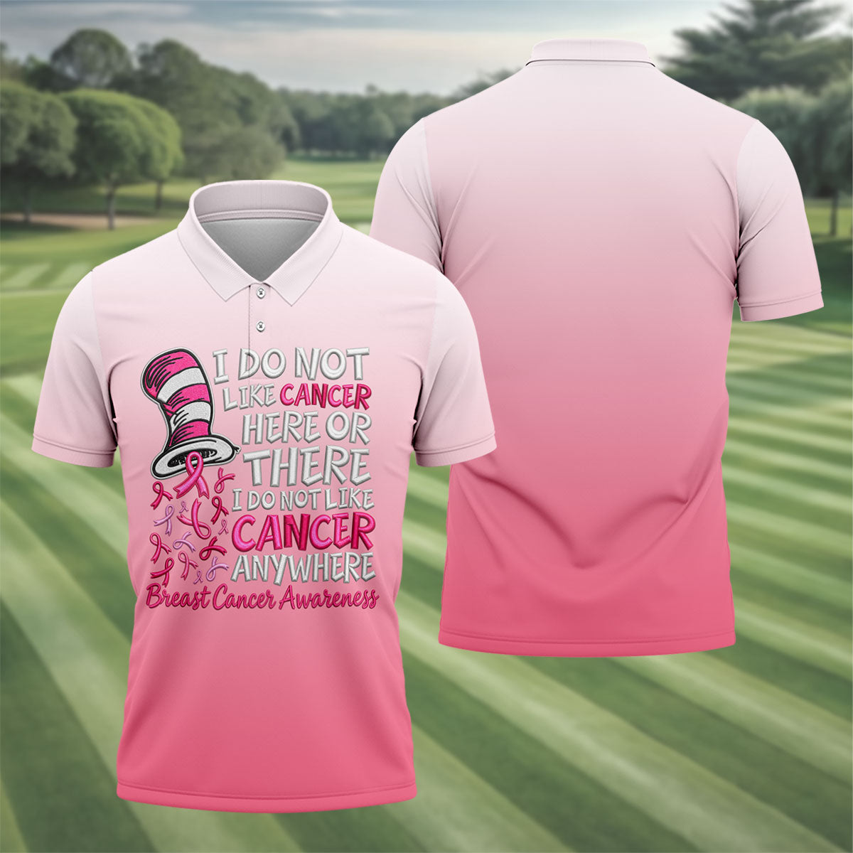 I Do Not Like Cancer Anywhere Breast Cancer Polo Shirt, Mens Golf Polo, Printed Golf Shirts