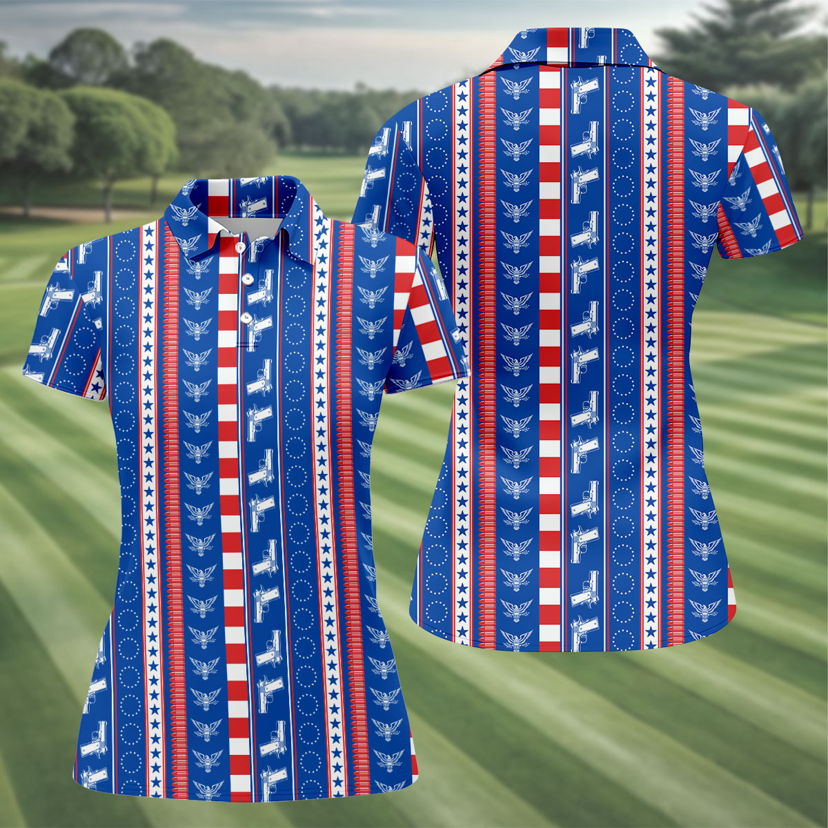 Red White Blue Army Theme Patriotic 4th Of July Golf Shirt, 250 Years Golf Shirt For Women