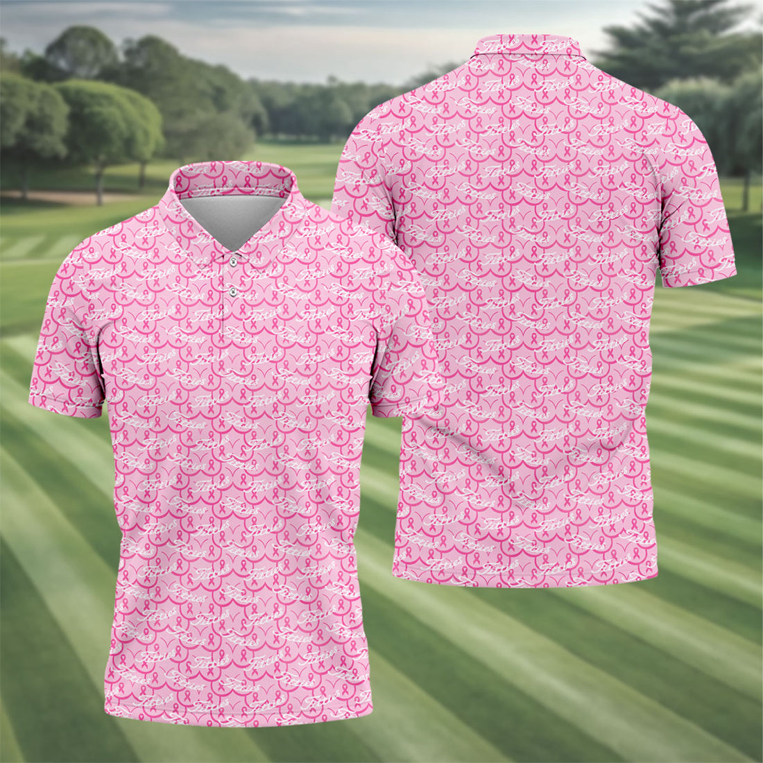Titties Pink Ribbon Breast Cancer Polo Shirt, Golf Shirts For Men, Mens Golf Apparel