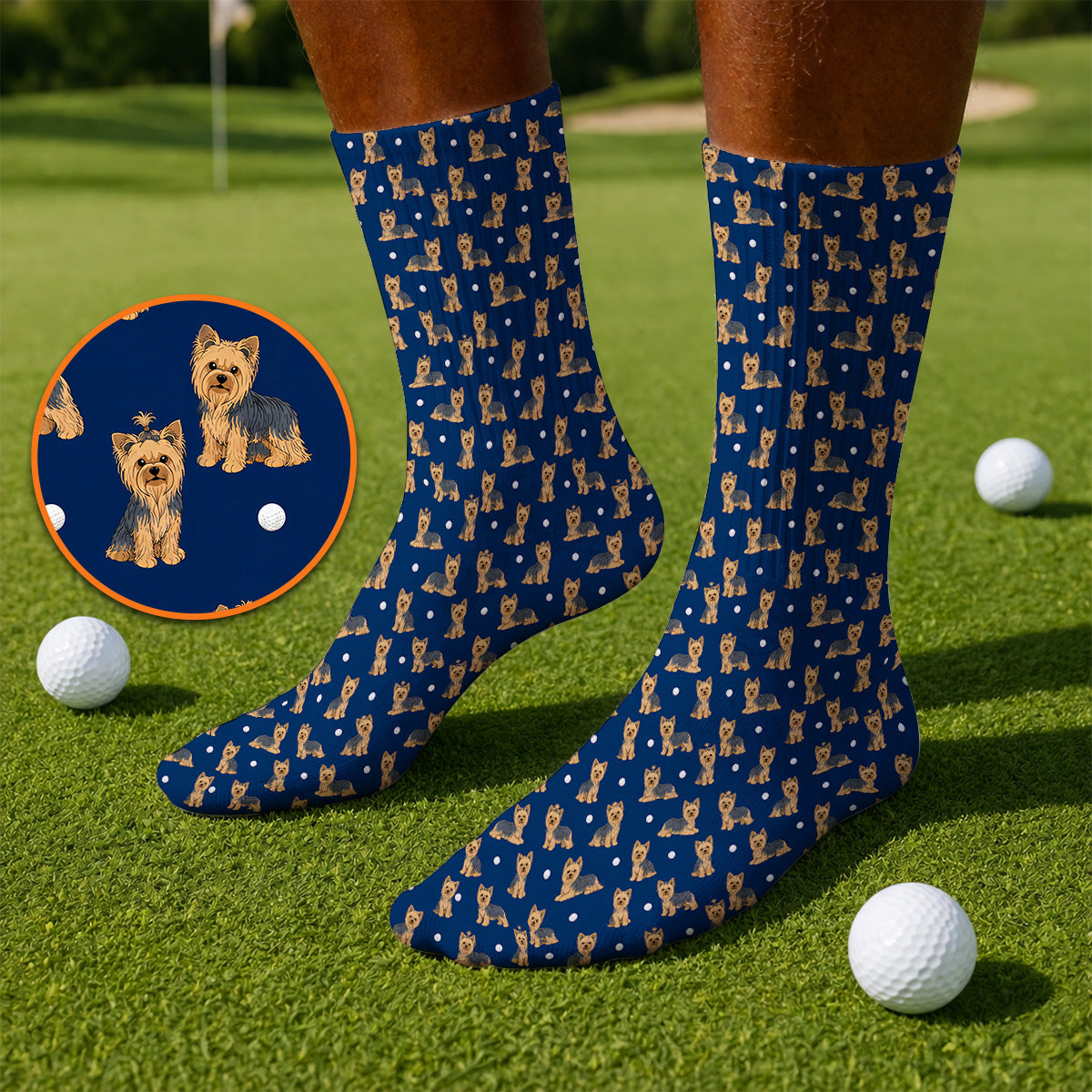 Yorkshire Terrier Golf Socks, Cute Yorkie Pattern Golf Sock, Dog Lover Golf Gift