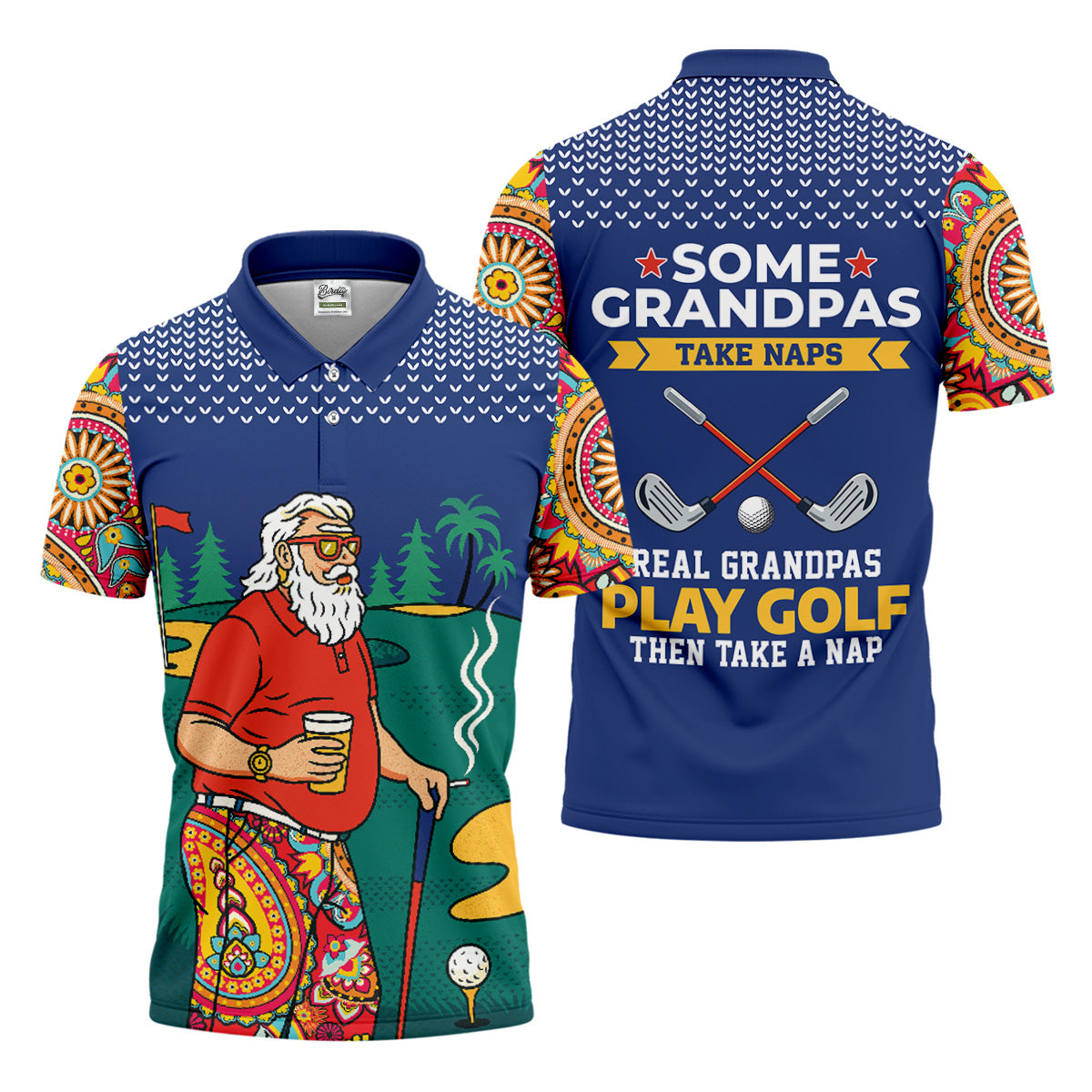 Funny Bearded Golfer Beer Lover Hawaiian Golf Shirt, Hawaiian Golf Shirt, Printed Golf Shirts