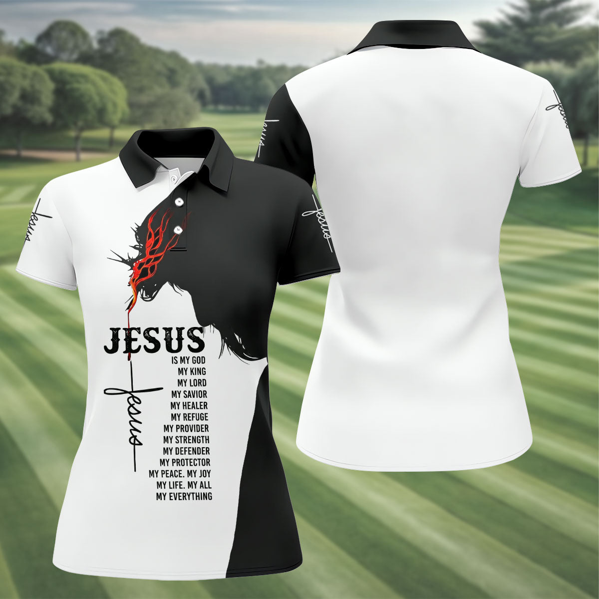 Funny Jesus Is My Everything Horse Polo Shirt, Ladies Golf Shirt, Women's Golf Polo