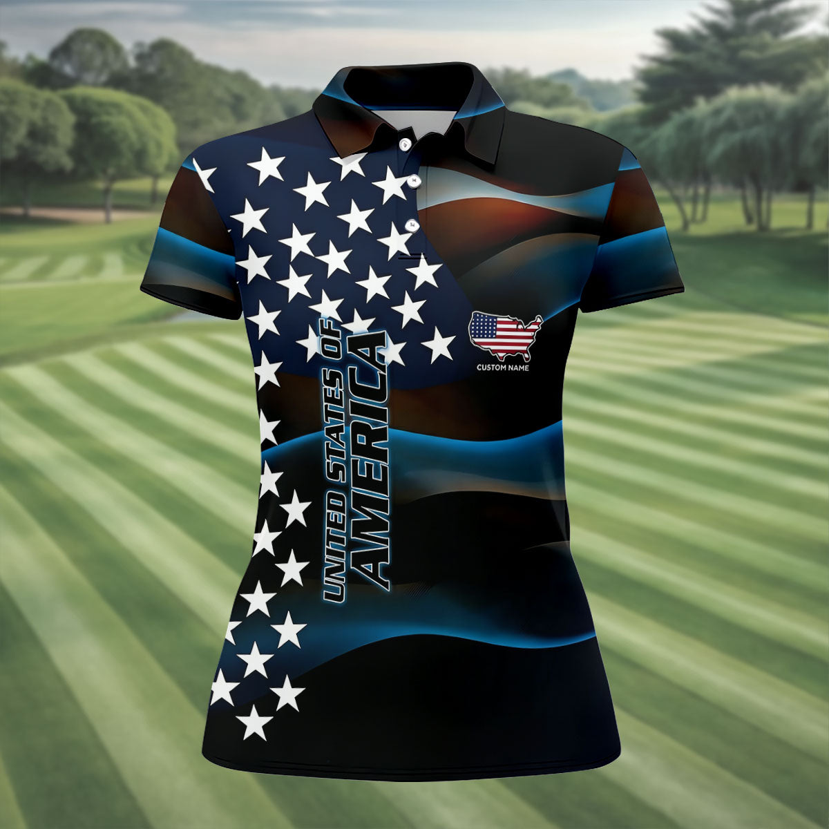 Red White Blue Bald Eagle Patriotic Golf Shirt, America 250th Anniversary Golf Shirt For Women