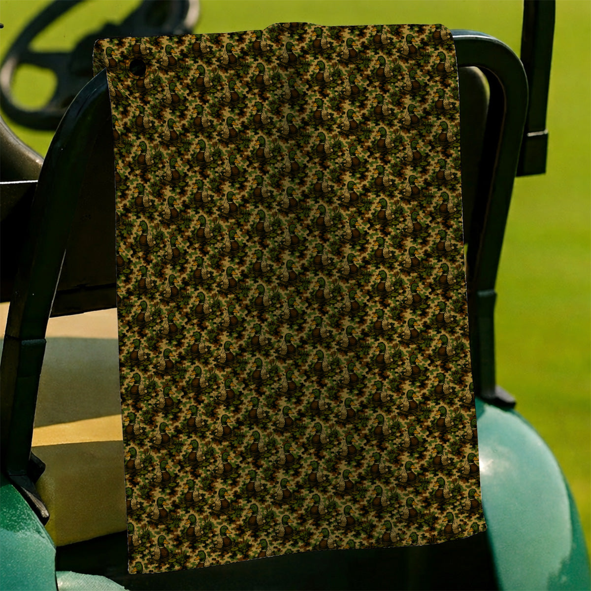 Funny Mallard Duck Golf Towel, Camo Duck Pattern Towels, Hunting Gift For Golf Lovers