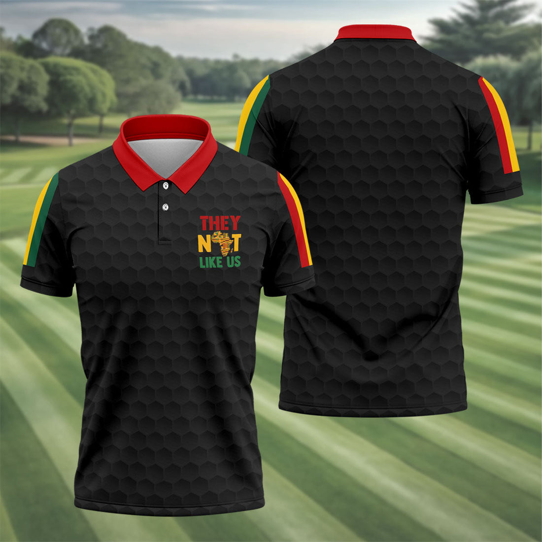 Juneteenth They Not Like Us Africa Performance Golf Polo Shirt, Golf Shirts For Men, Printed Golf Shirts