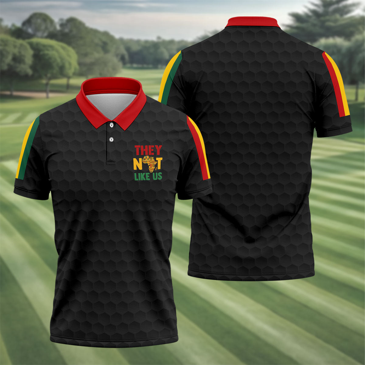 Juneteenth They Not Like Us Africa Performance Golf Polo Shirt, Golf Shirts For Men, Printed Golf Shirts