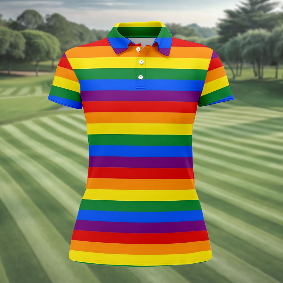LGBT Rainbow Flag Ladies Golf Tops, Gay Pride Month Celebrate Golf Shirt For Women