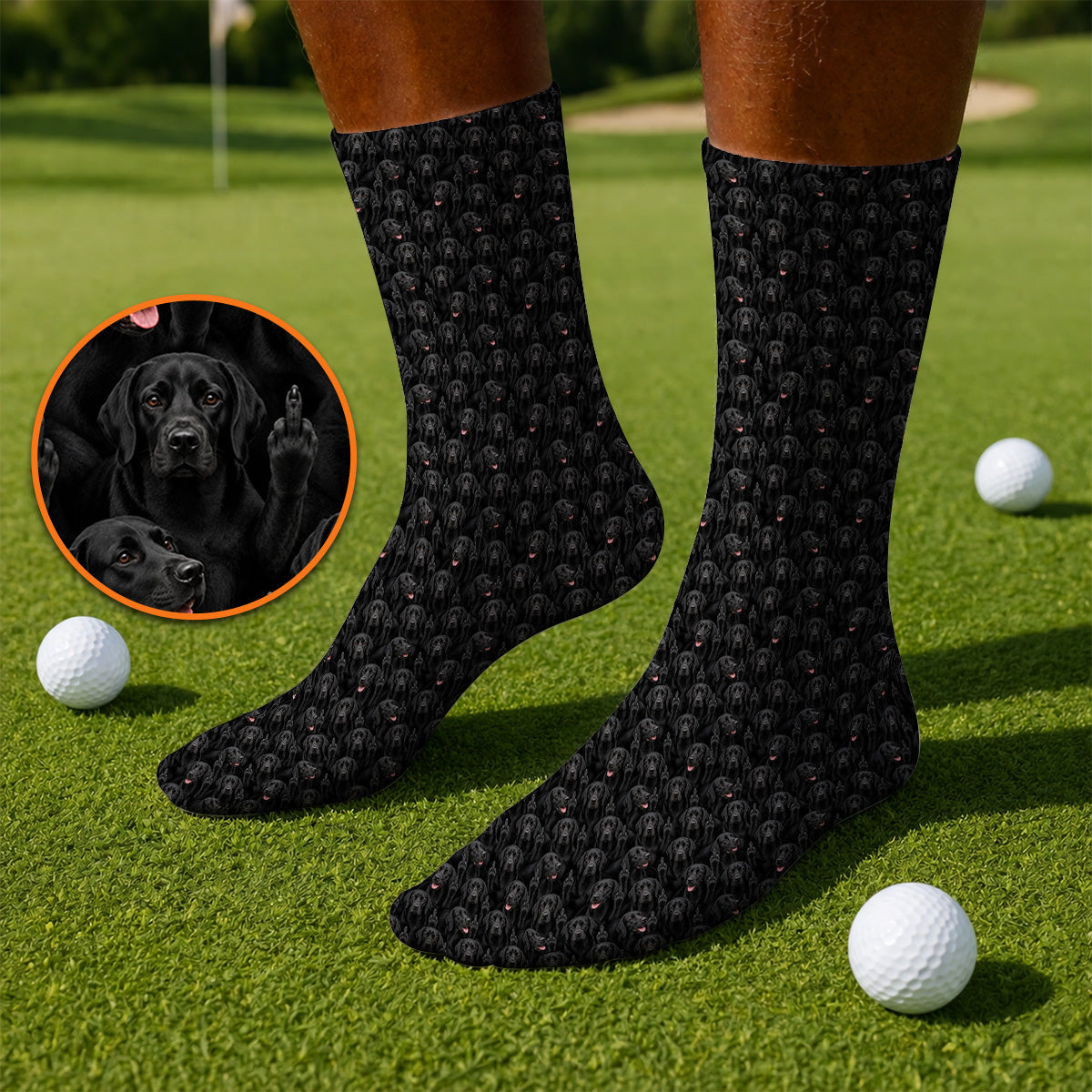 Black Labrador Middle Finger Golf Socks, Funny Pattern Golf Sock, Dog Lover Golf Gift