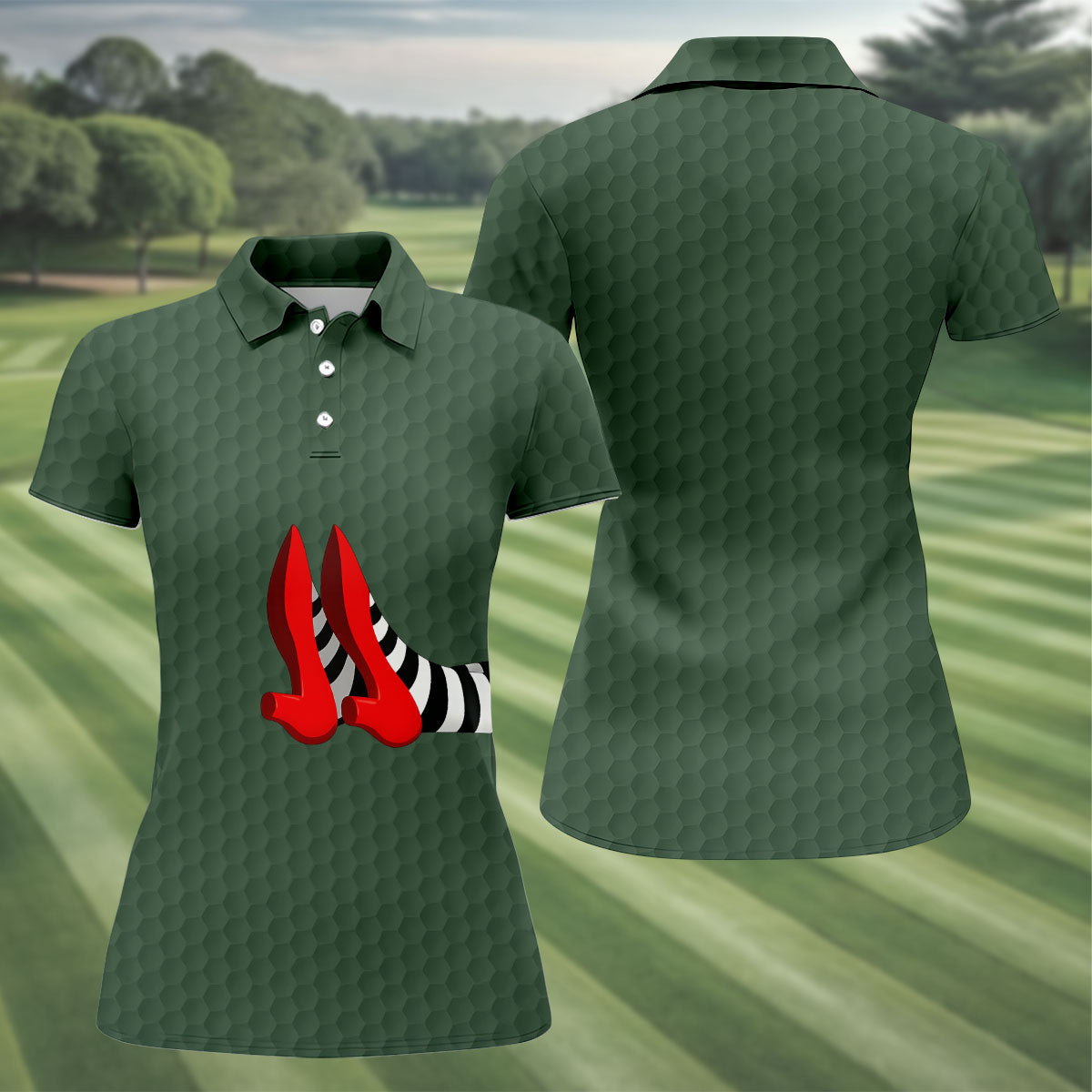 Halloween Witch Legs Golf Polo Shirt, Golf Shirts For Women, Women's Golf Apparel