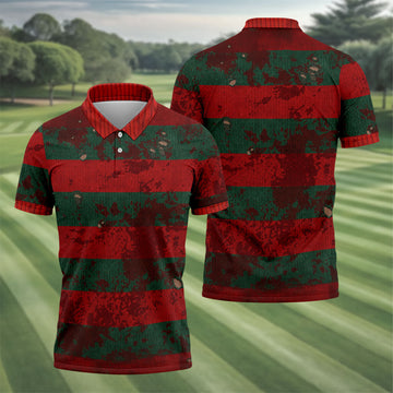 Distressed Red Green Horror Knit Golf Polo Shirt, Men's Golf Shirt, Hawaiian Golf Shirt