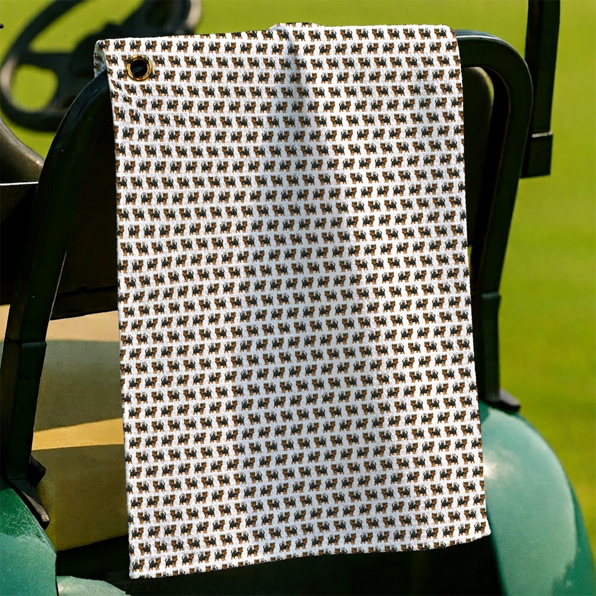 Yorkie Golf Pattern Golf Towels, Yorkshire Terrier Golf Towel, Golf Gift For Golfer