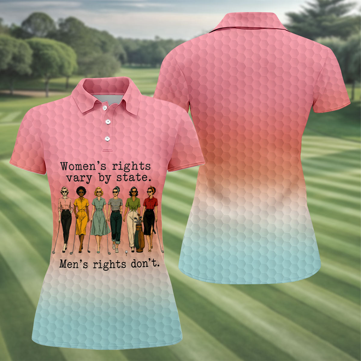 Women's Rights Vary By State Funny Golf Polo Shirt, Women's Golf Polo, Golf Tops For Women