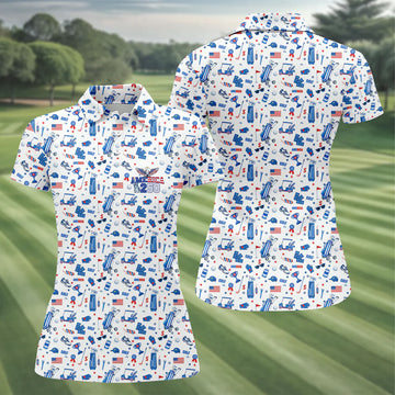 America 250 Years Patriotic Golf Shirt, American Symbols 4th Of July Golf Shirt, Golf Shirt For Women
