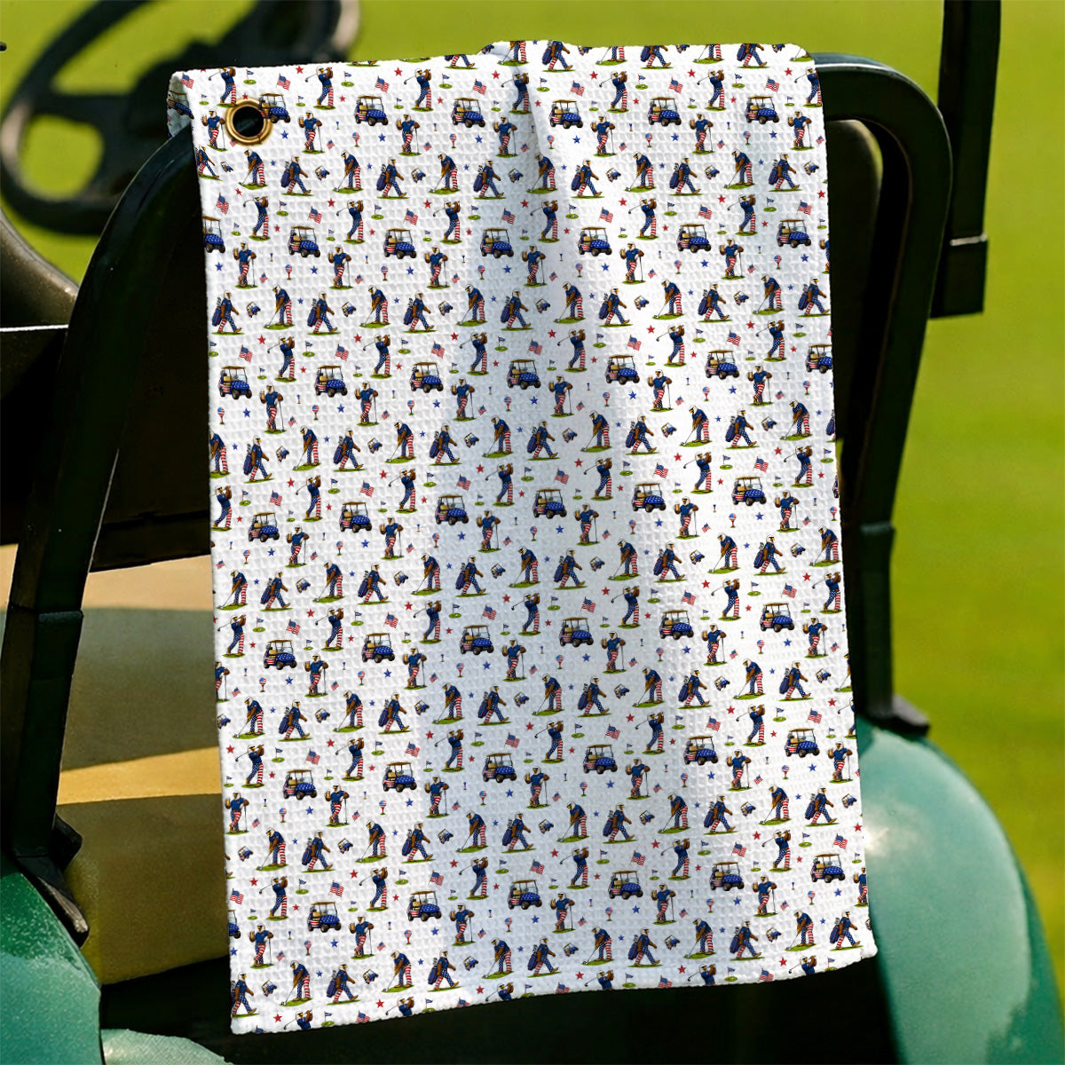 Patriotic Eagle Golf Towel, USA Flag Pattern Golf Towels, Funny Golf Gift For Golfer