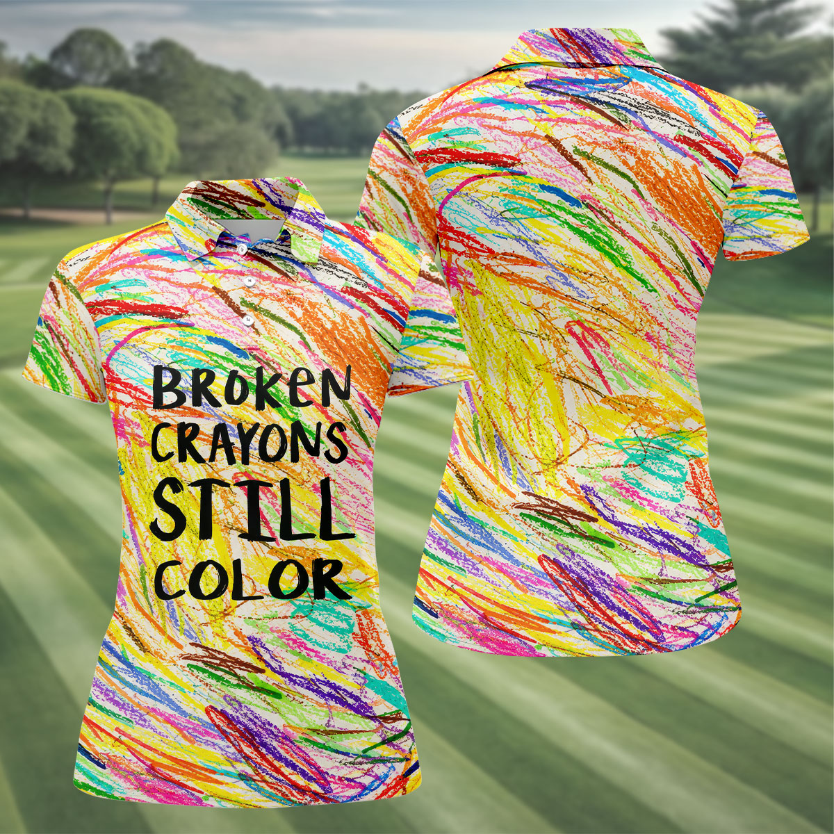 Broken Crayons Still Color Breast Cancer Shirt, Women's Golf Tops, Golf Shirts For Women