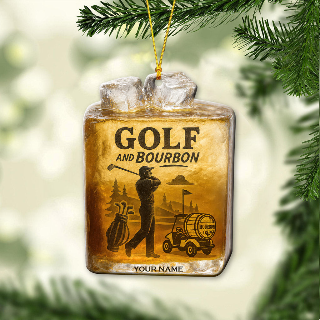 Golf And Bourbon Ornament, Golf Ornament Christmas Gift, Golf Decor For Golfer