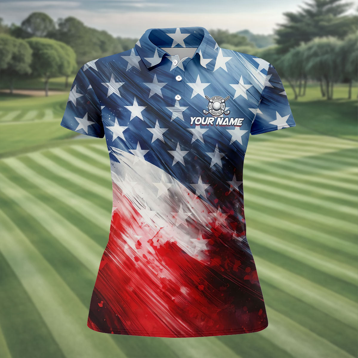 Red White Blue Gradient Art 4th Of July Patriotic Golf Shirt, 250 Years Golf Shirt For Women