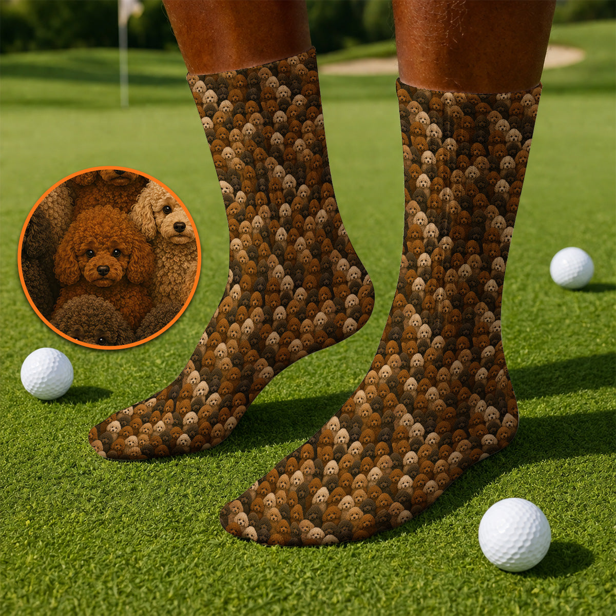 Funny Poodle Pattern Golf Socks, Poodle Dog Golf Sock, Golfer Dog Lover Gift