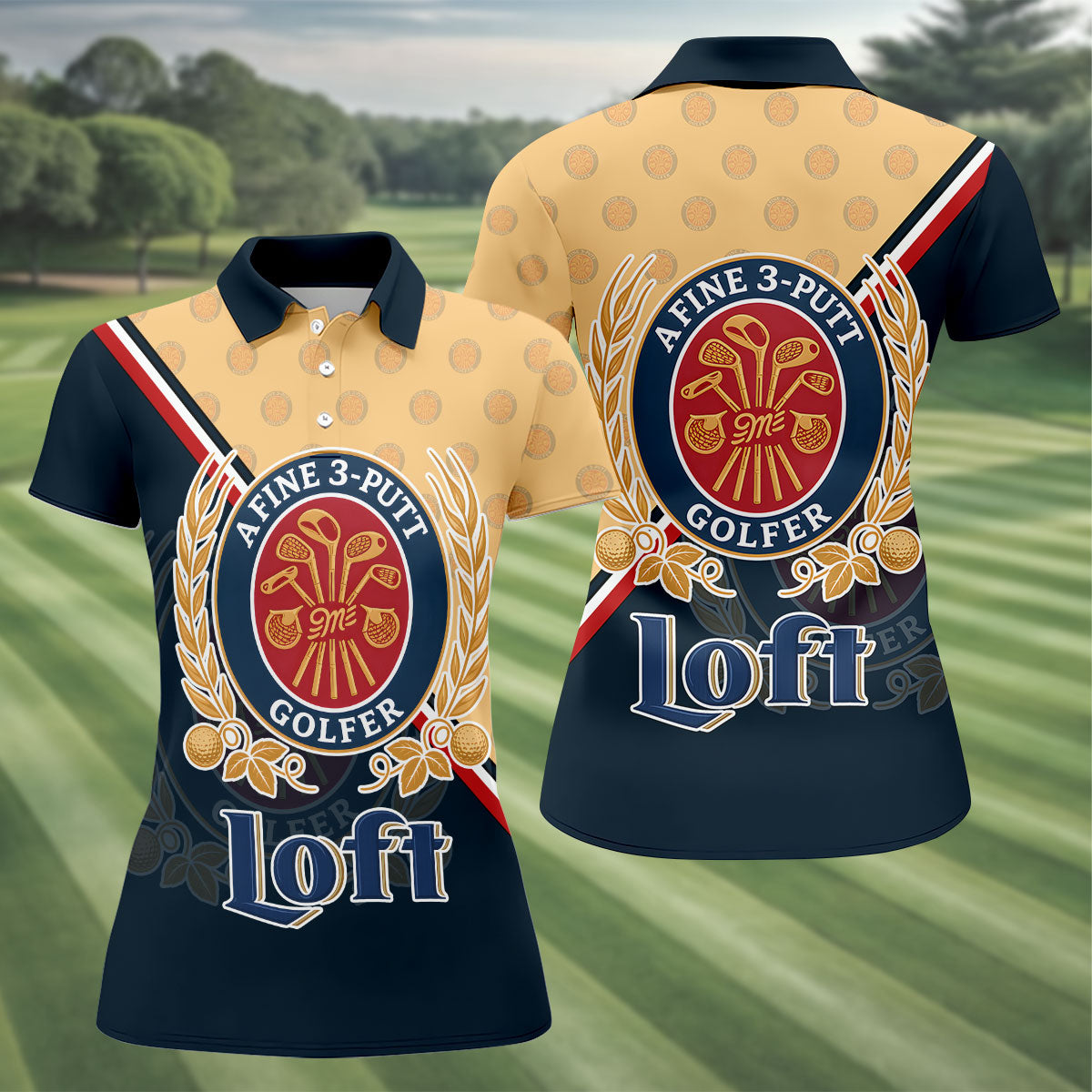 A Fine 3 Putt Golfer Badge Golf Shirt, Women's Golf Shirt, Hawaiian Golf Shirt, Long Sleeve Polo Shirt