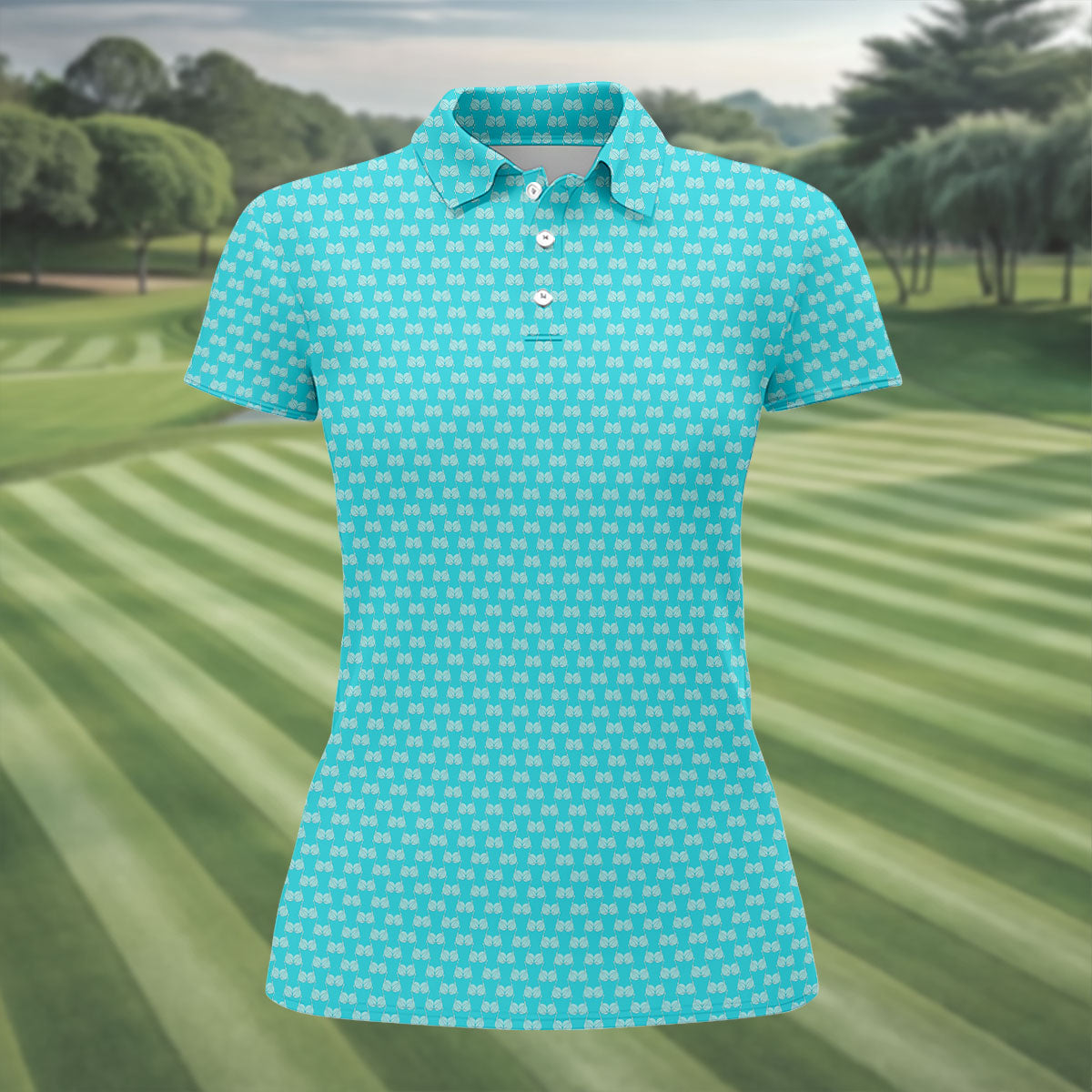 Funny Golf Balls Adult Humor Turquoise Blue Women's Golf Tops, Ladies Golf Shirts
