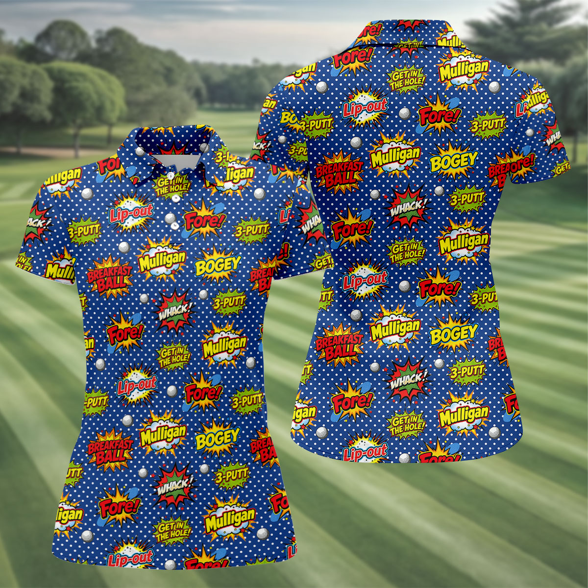 Funny Comic Pop Art Golf Shirt, Hawaiian Golf Shirt, Golf Shirts For Womens