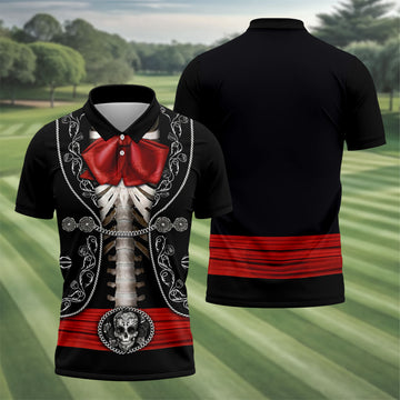 Mexican Fiesta Theme Red Costume Golf Tops For Men, Cinco De Mayo Celebration Golf Shirts For Men