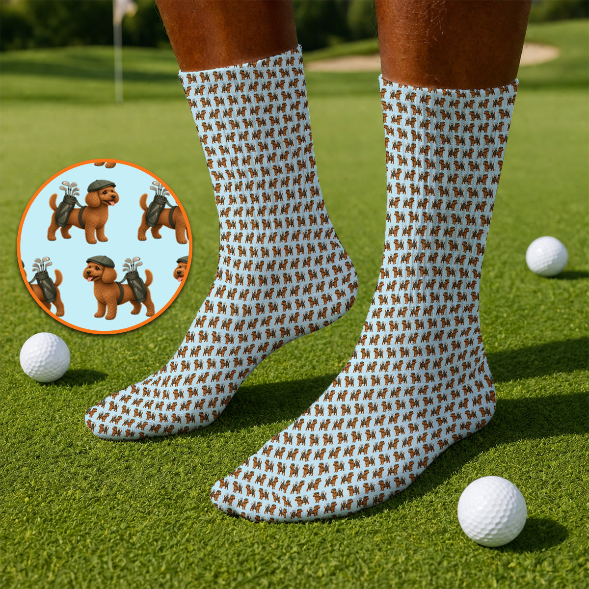 Funny Dog Pattern Golf Sock, Poodle Golf Socks, Golf Gift For Golfer