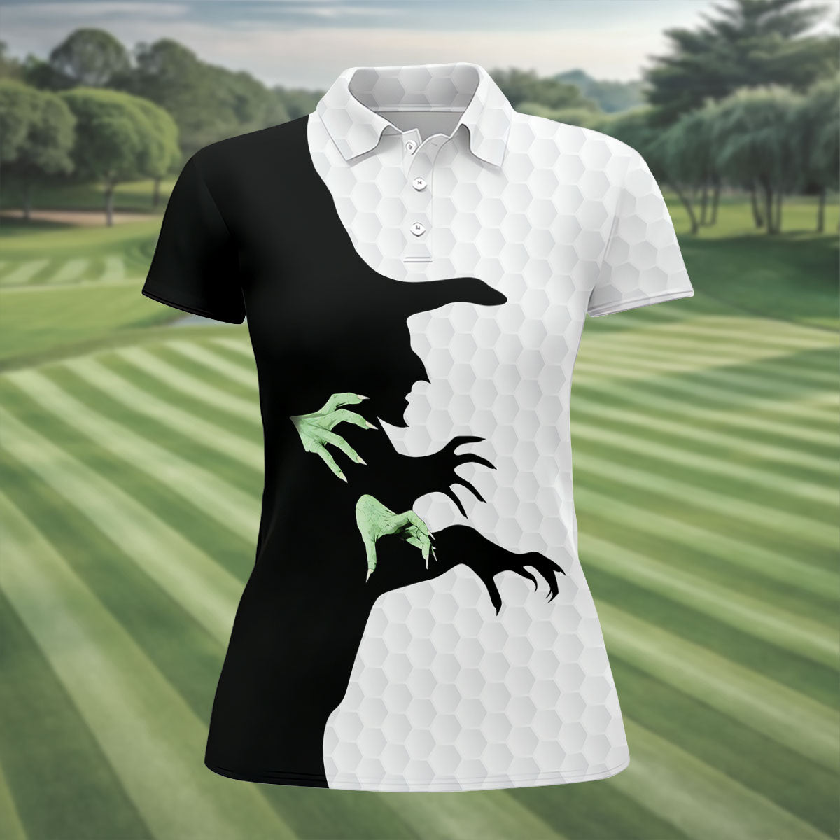 Halloween Wicked Witch Shadow Golf Shirt, Women's Golf Polo, Ladies Golf Tops