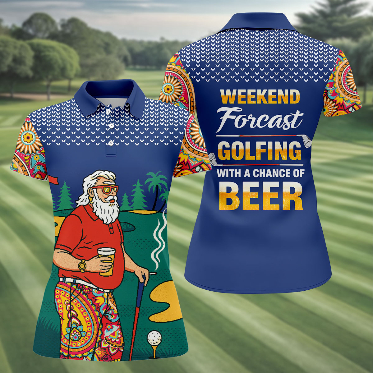 Funny Bearded Golfer Beer Lover Hawaiian Golf Shirt, Hawaiian Golf Shirt, Performance Golf Shirt