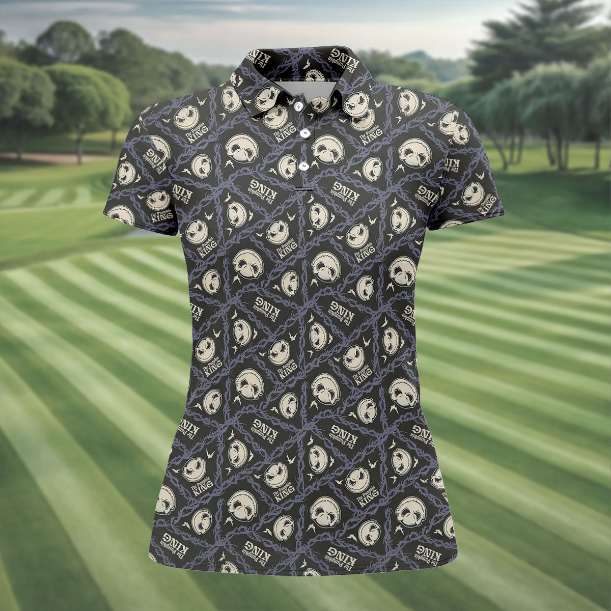 The Pumpkin King Horror Character Golf Polo Shirt, Horror Movie Shirt, Women's Golf Polo