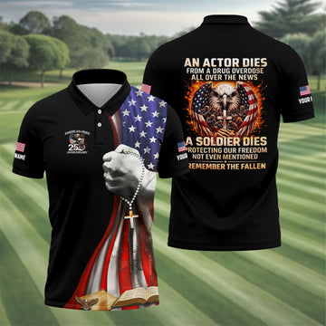 Remember The Fallen Veteran Memorial Patriotic 4th Of July Golf Shirt, 250th Anniversary Golf Shirts For Men