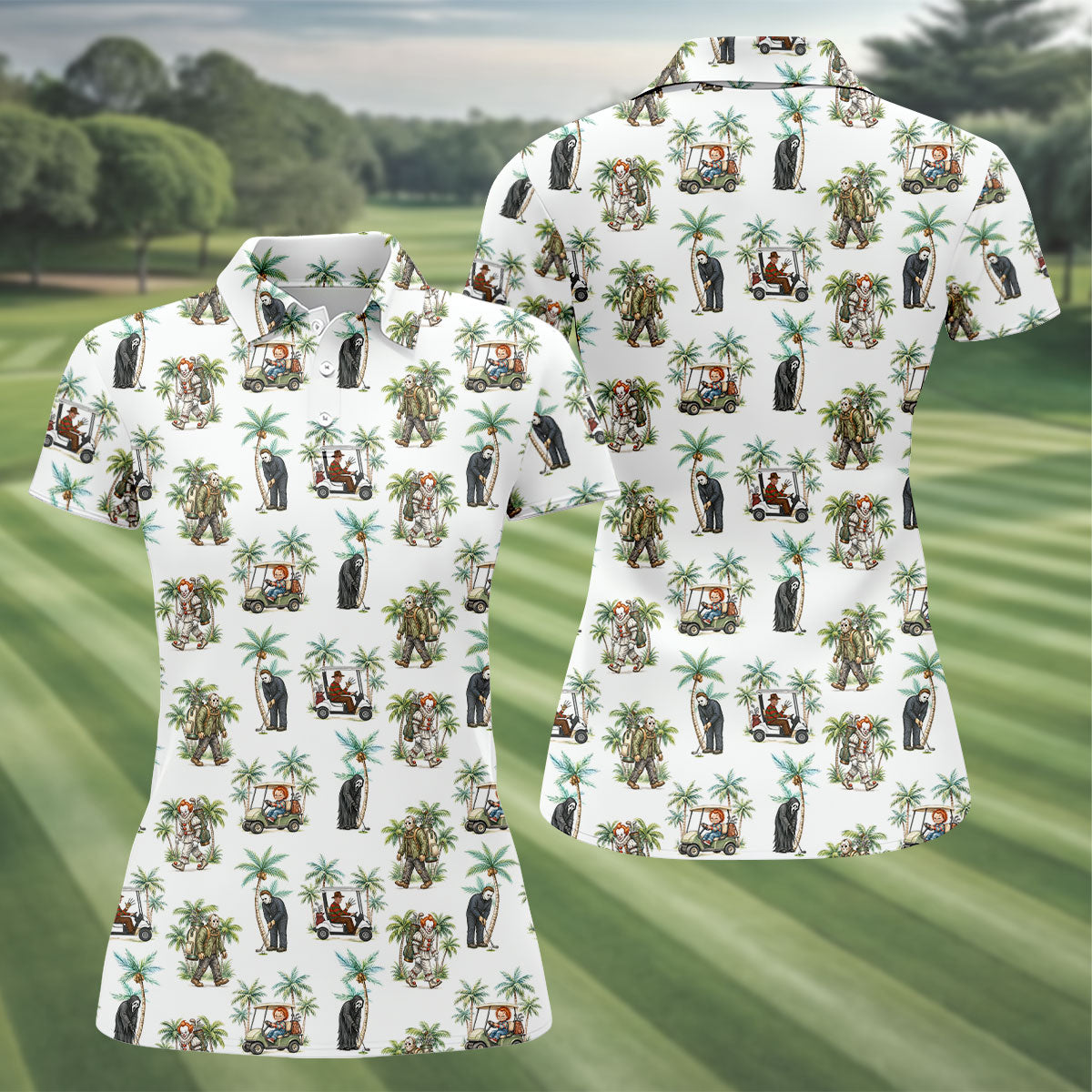 Tropical Horror Character Halloween Golf Shirt, Golf Polo For Women, Women's Golf Apparel