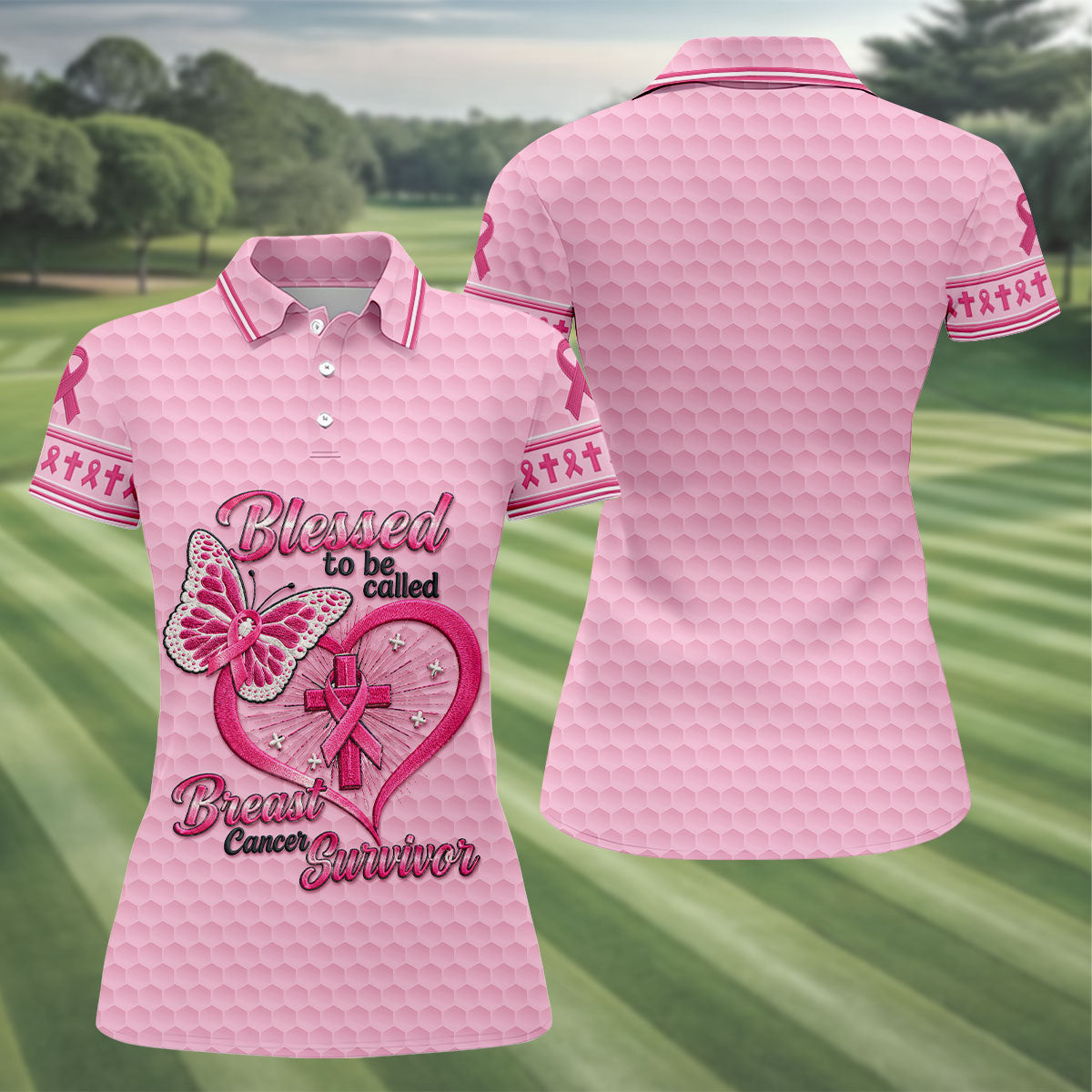 Blessed To Be Called Breast Cancer Survivor Shirt, Womens Golf Polo, Golf Shirts For Women