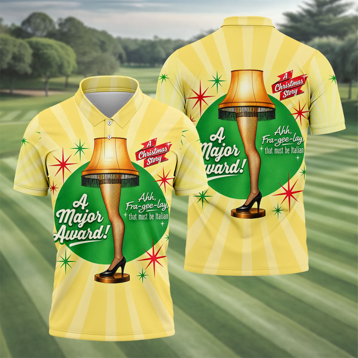 Christmas Leg Lamp Quote Golf Polo Shirt, Mens Golf Shirts, Polo Shirts For Men
