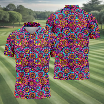 Colorful Mandala Floral Pattern Zip Hoodie, Graphic Zip Hoodie, Hooded Sweatshirt For Men