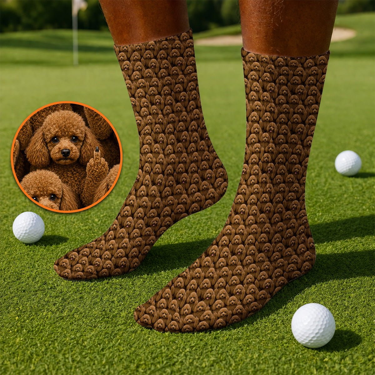 Poodle Dog Golf Socks, Funny Poodle Pattern Golf Sock, Golf Gift For Golfer