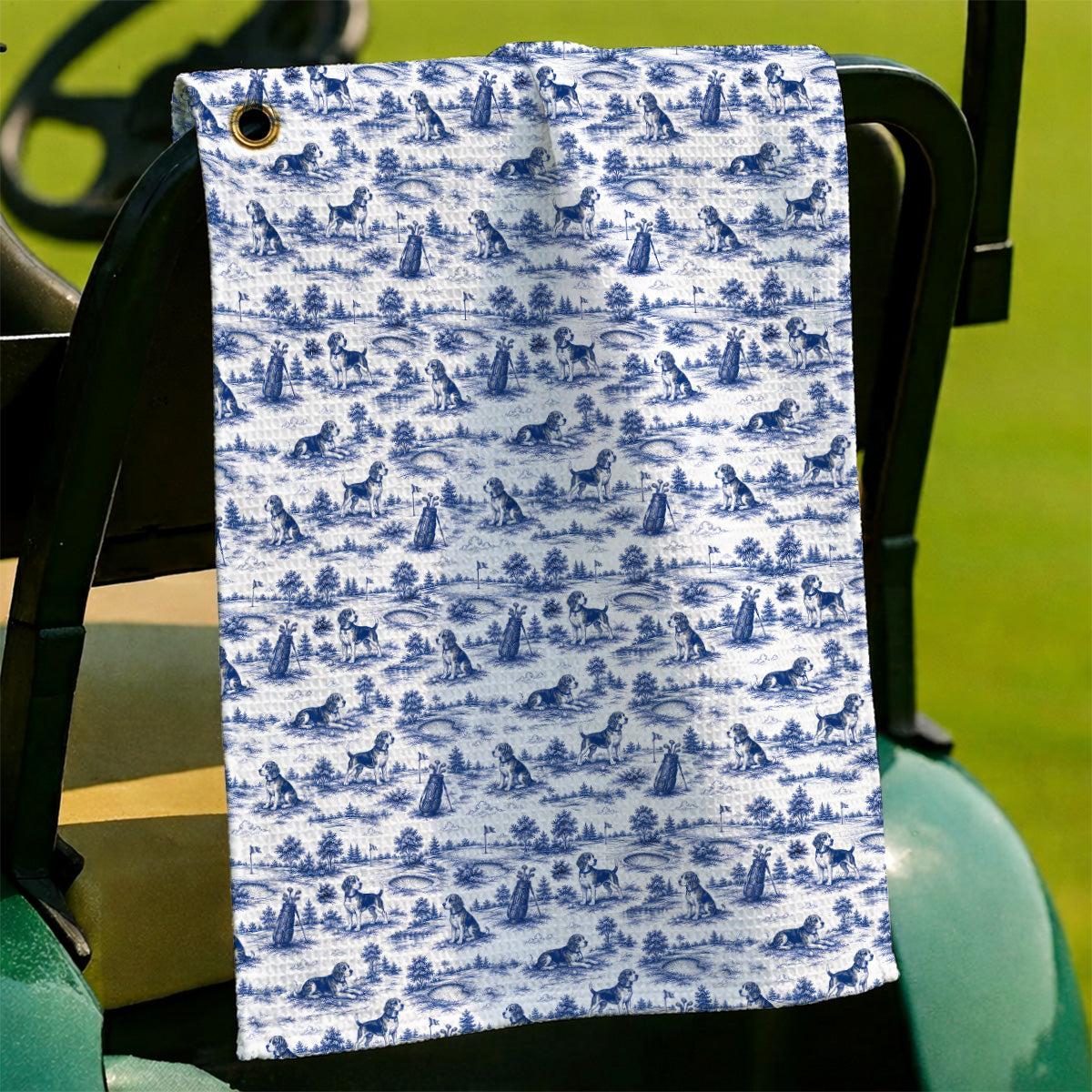 Beagle Toile De Jouy Golf Towel, Vintage Dog Pattern Golf Towels, Beagle Lover Golf Gift