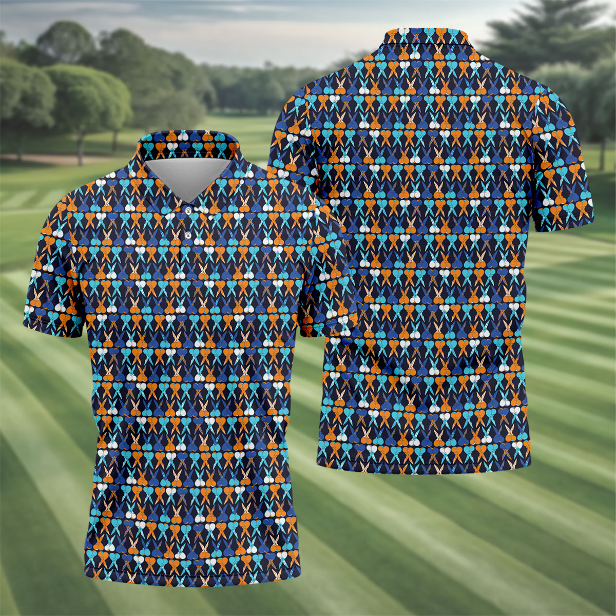 Funny Scissors Pattern Golf Polo Shirt, Golf Polo Shirts For Men, Mens Golf Apparel