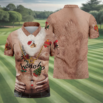 Men's Santa Beer Belly Costume Golf Shirt, Christmas Golf Shirt, Golf Apparel For Men
