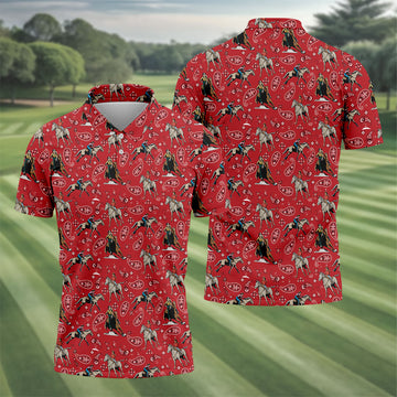 Red Cowboy Horse Paisley Pattern Golf Shirt, Mens Golf Polo, Golf Shirts For Men