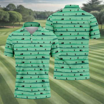 Funny Golf Couple Silhouette Pattern Polo Shirt, Golf Shirts For Men, Mens Golf Apparel