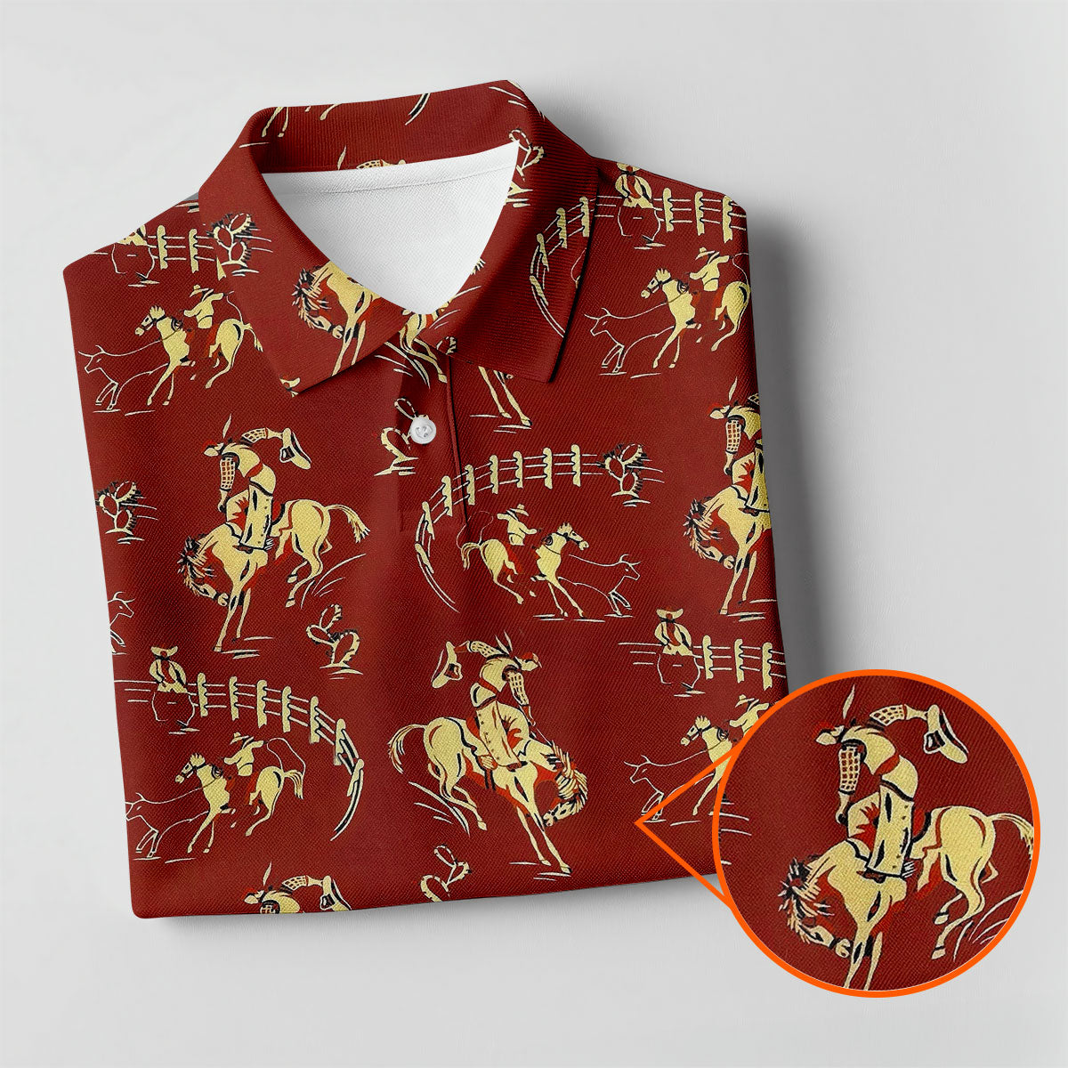 Vintage Rodeo Cowboy Pattern Golf Polo Shirt, Mens Golf Apparel, Hawaiian Golf Shirt
