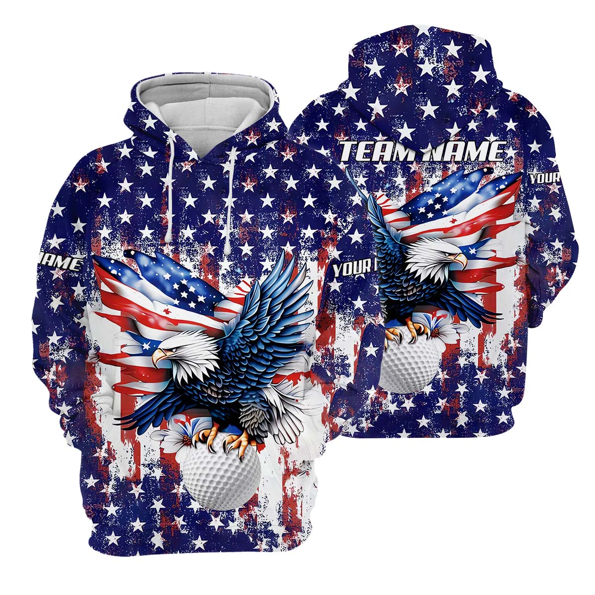 American Eagle And Star Custom Golf Polo Shirt, Gift For Golfers, Golf Gift Ideas, America 250 Anniversary Golf Shirt