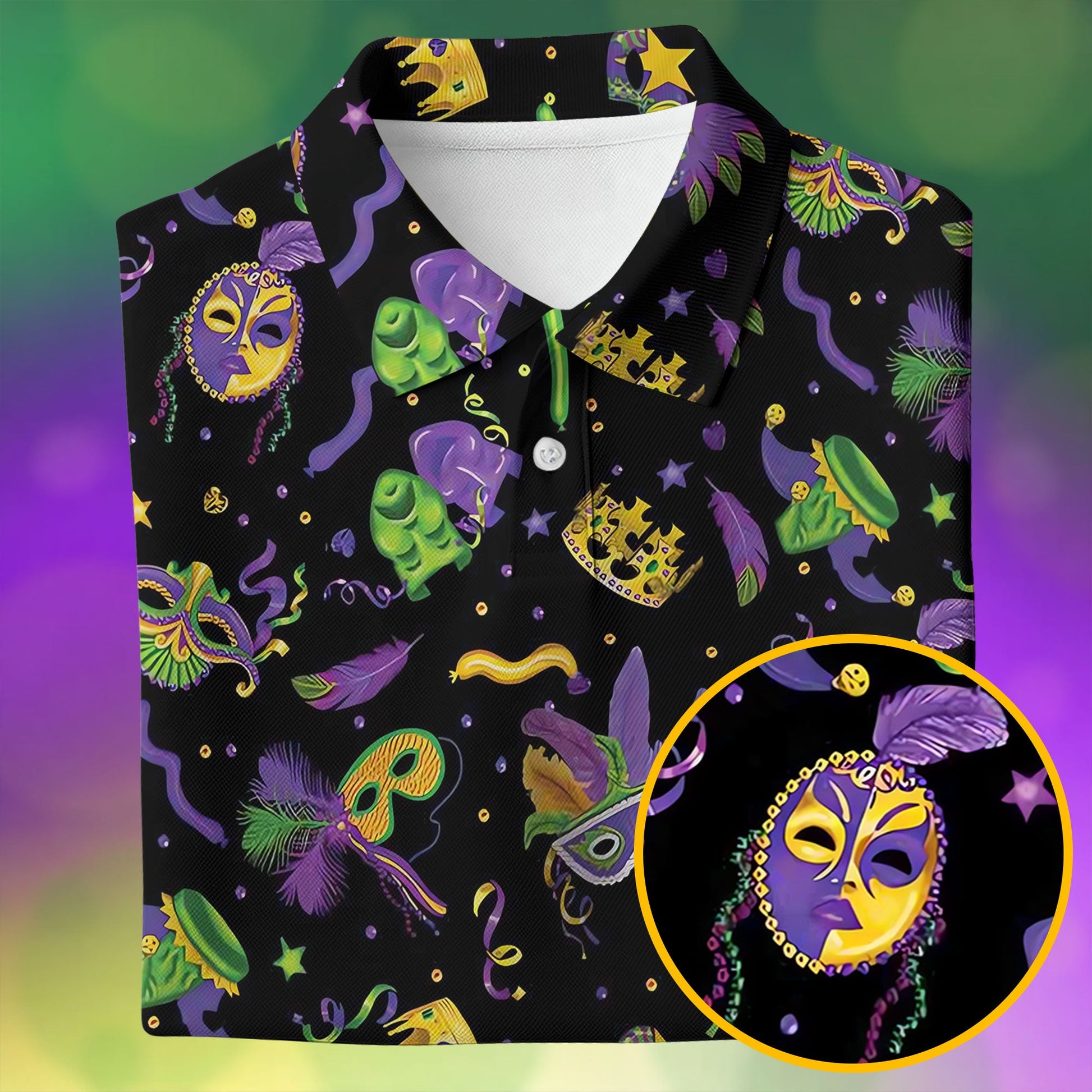 Mardi Gras Golf Sleeveless Polo Shirts Womens, Mardi Gras Black Golf Shirt, Ladies Golf Shirt