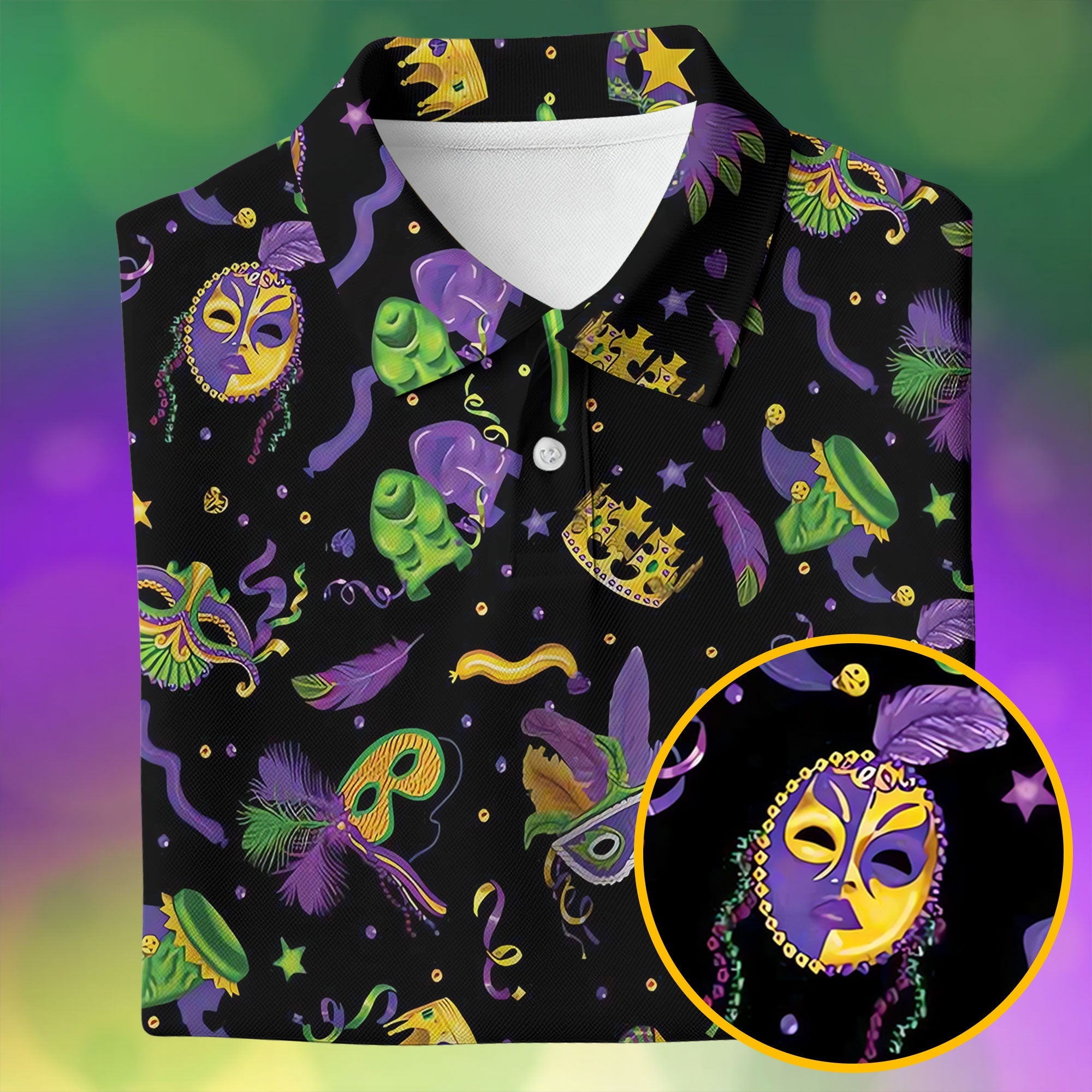 Mardi Gras Golf Sleeveless Polo Shirts Womens, Mardi Gras Black Golf Shirt, Ladies Golf Shirt